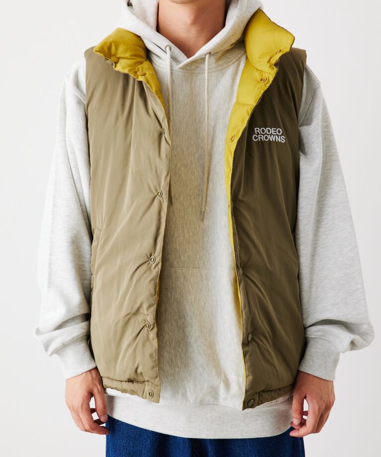 RODEO CROWNS「リバーシブル PUFF VEST」|ダウンベスト・ベスト|YEL