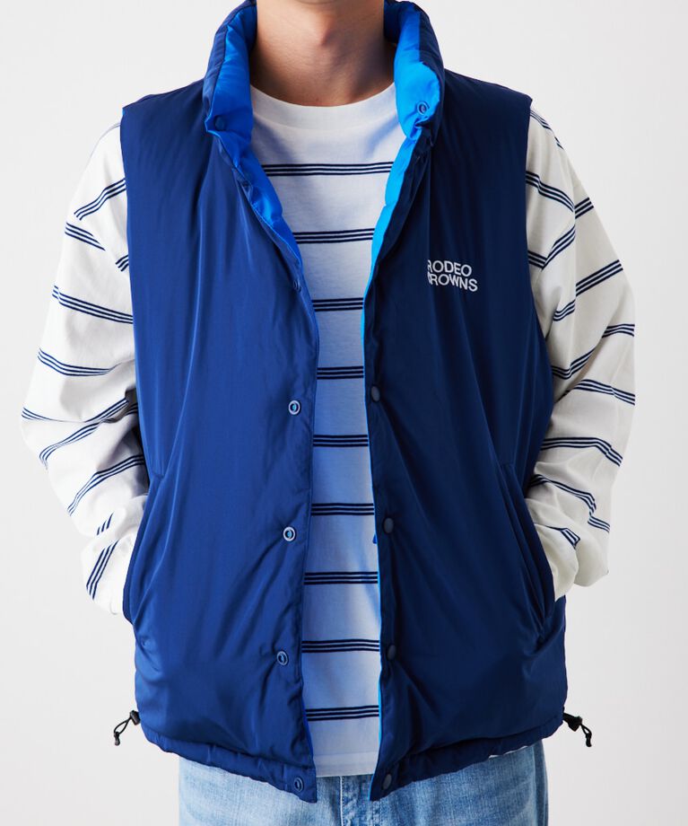 RODEO CROWNS「リバーシブル PUFF VEST」|ダウンベスト・ベスト|BLU