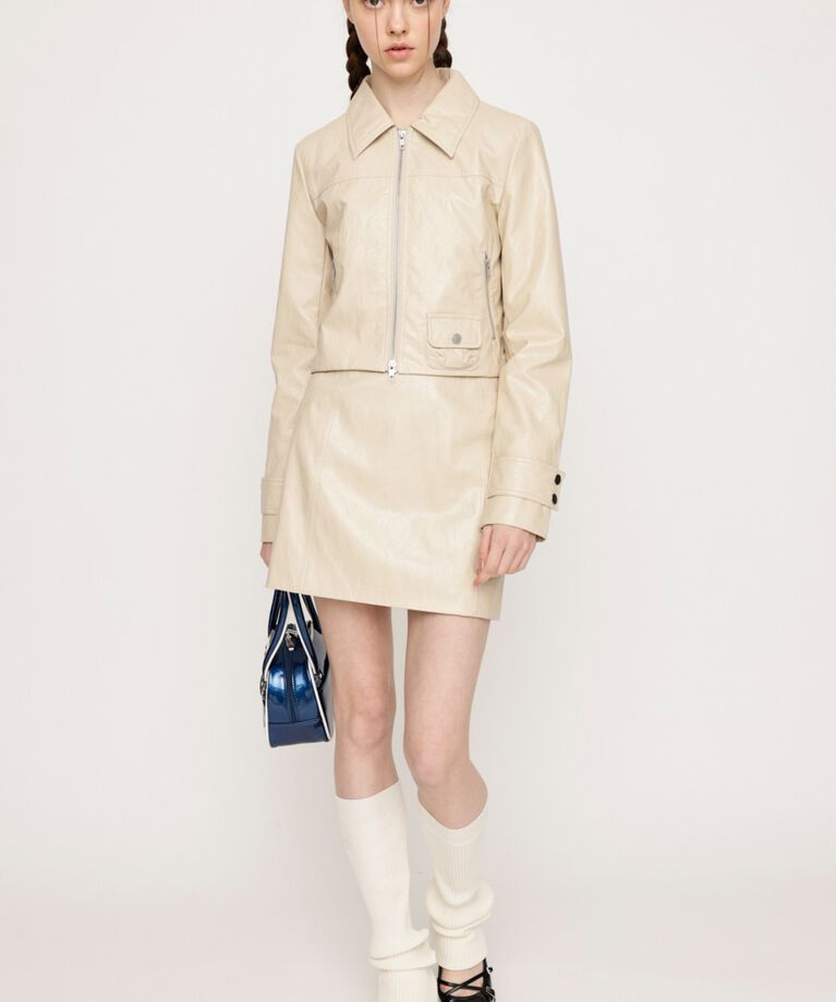 SLY「CROP F／LEATHER ZIP ジャケット」|その他|