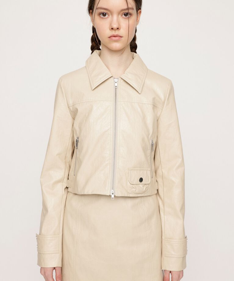 SLY「CROP F／LEATHER ZIP ジャケット」|その他|