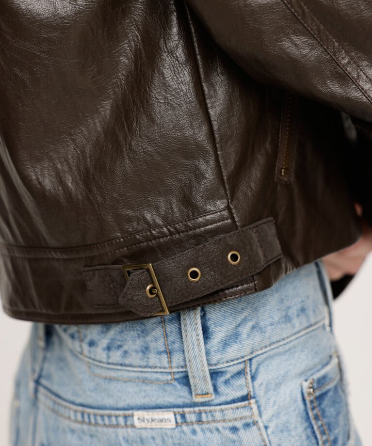 SLY「CROP F／LEATHER ZIP ジャケット」|その他|