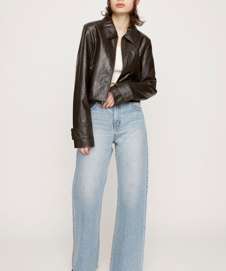 SLY「CROP F／LEATHER ZIP ジャケット」|その他|