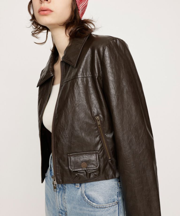 SLY「CROP F／LEATHER ZIP ジャケット」|その他|