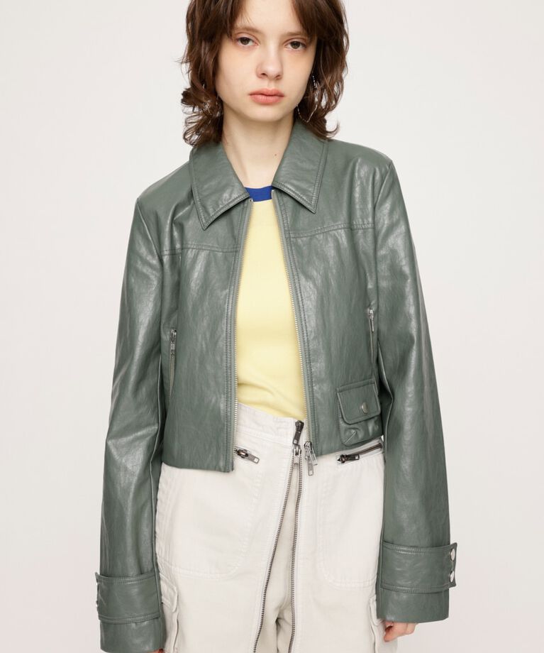 SLY「CROP F／LEATHER ZIP ジャケット」|その他|KHA