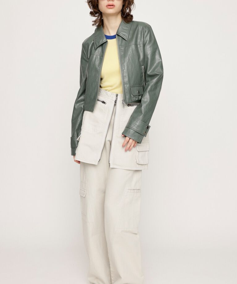 SLY「CROP F／LEATHER ZIP ジャケット」|その他|