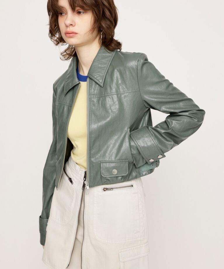 SLY「CROP F／LEATHER ZIP ジャケット」|その他|