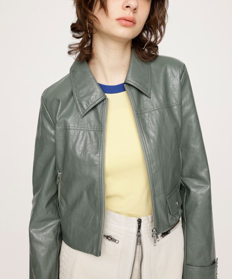 SLY「CROP F／LEATHER ZIP ジャケット」|その他|