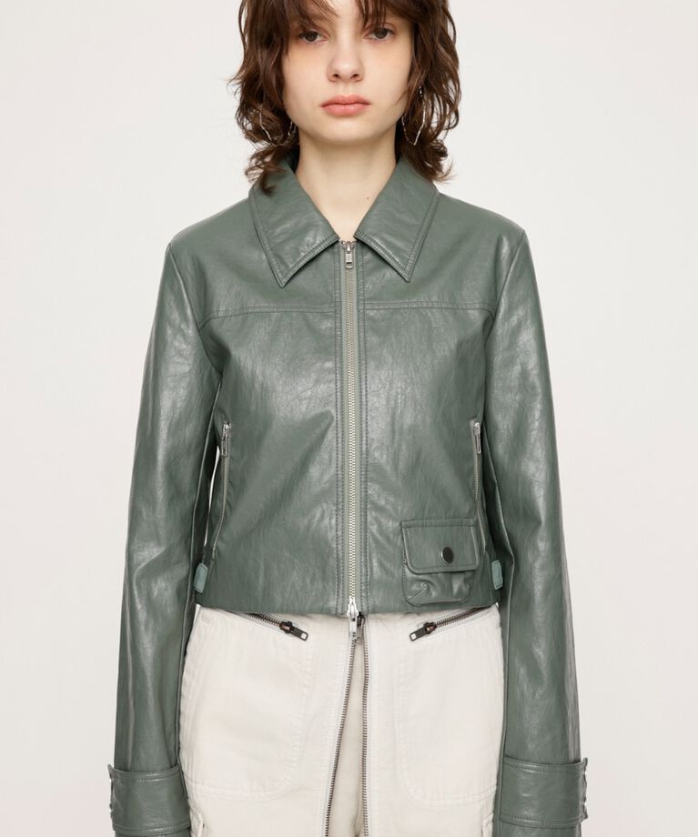 SLY「CROP F／LEATHER ZIP ジャケット」|その他|