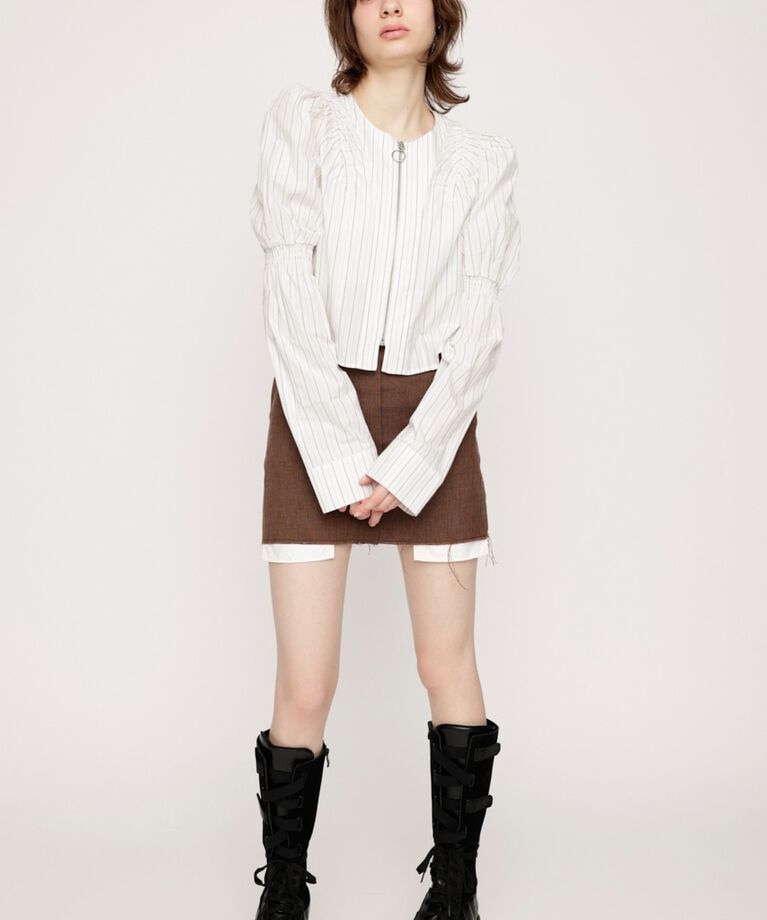 SLY「FRONT ZIP SHIRRING ブラウス」|シャツ・ブラウス|