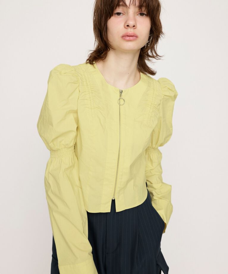 SLY「FRONT ZIP SHIRRING ブラウス」|シャツ・ブラウス|L/YEL1