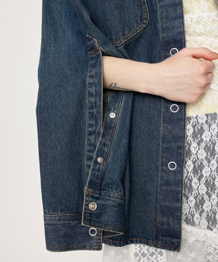 SLY「ARM SLIT DENIM SH ジャケット」|デニムジャケット|