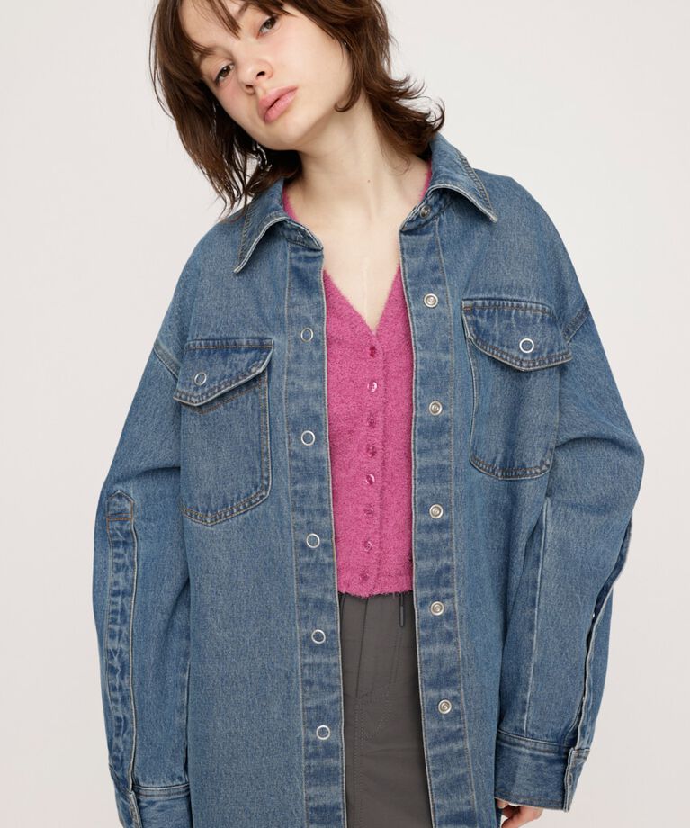SLY「ARM SLIT DENIM SH ジャケット」|デニムジャケット|
