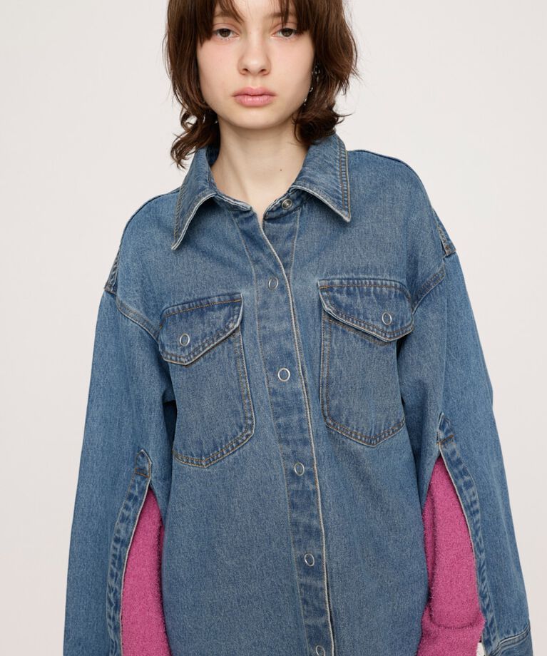 SLY「ARM SLIT DENIM SH ジャケット」|デニムジャケット|