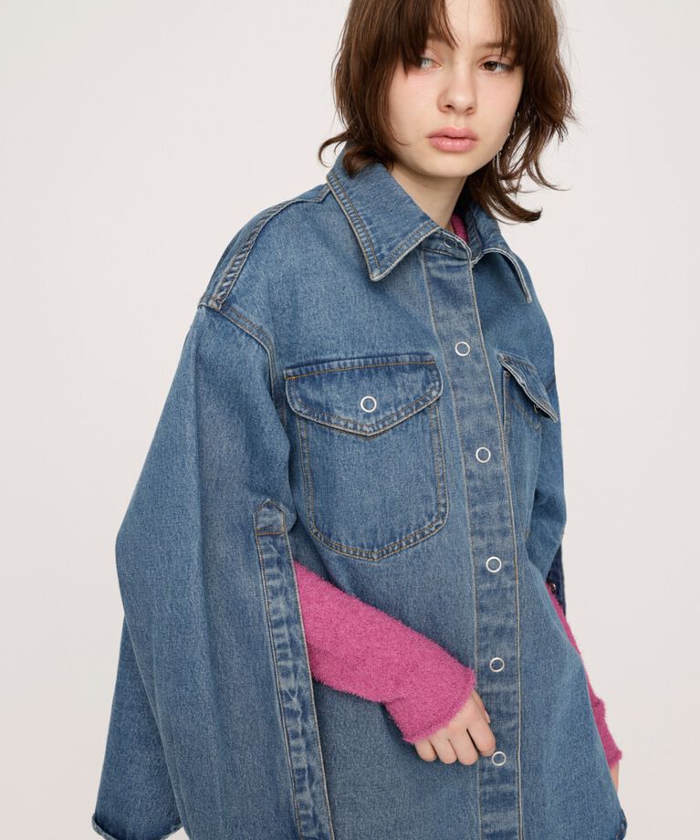 SLY「ARM SLIT DENIM SH ジャケット」|デニムジャケット|