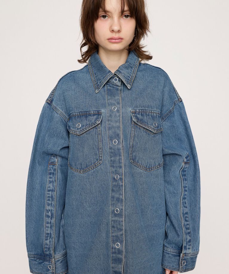 SLY「ARM SLIT DENIM SH ジャケット」|デニムジャケット|