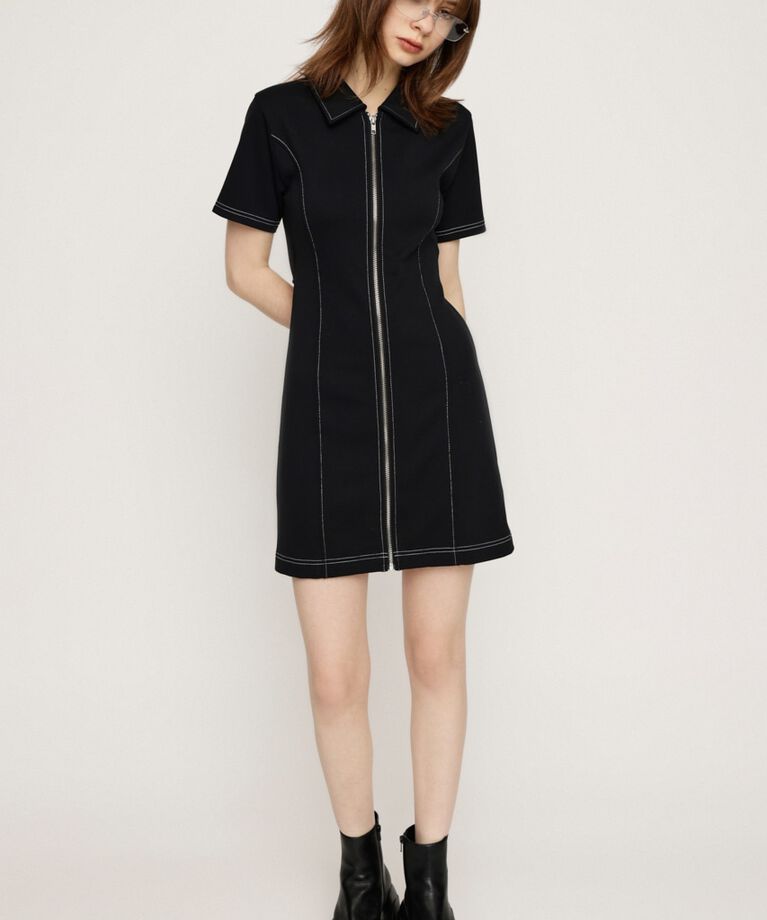SLY「FRONT ZIP BACK OPEN ショートワンピース」|ワンピース|