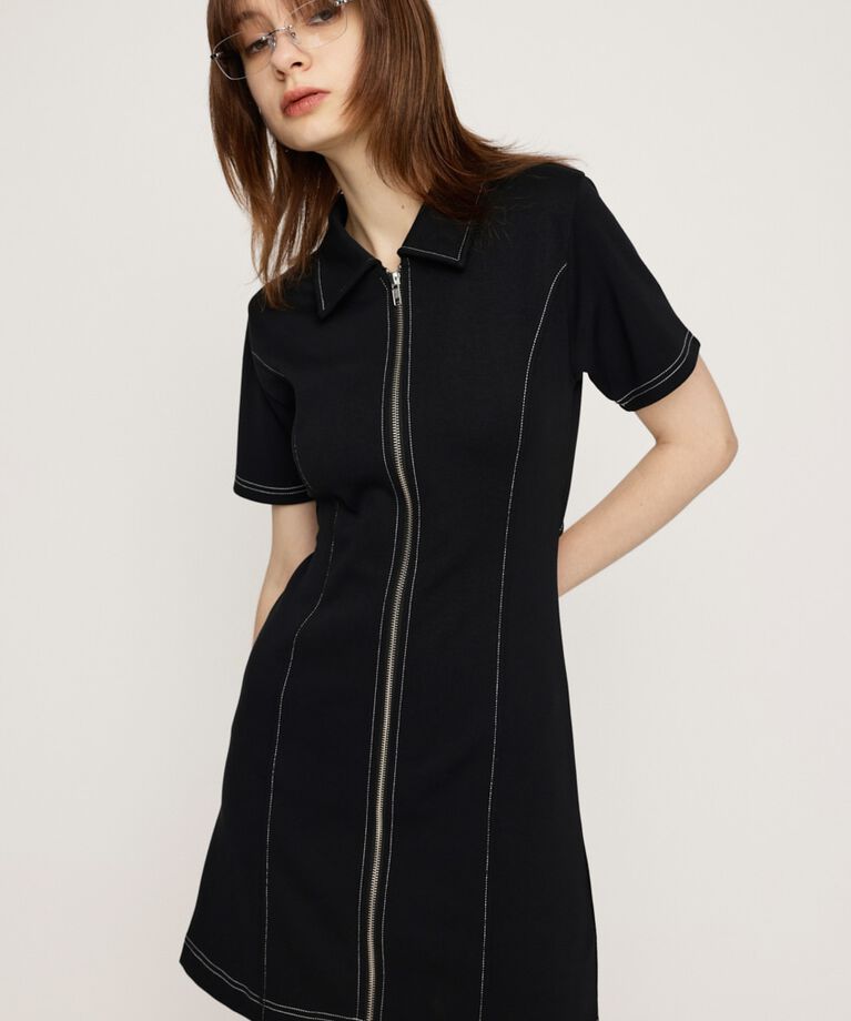 SLY「FRONT ZIP BACK OPEN ショートワンピース」|ワンピース|