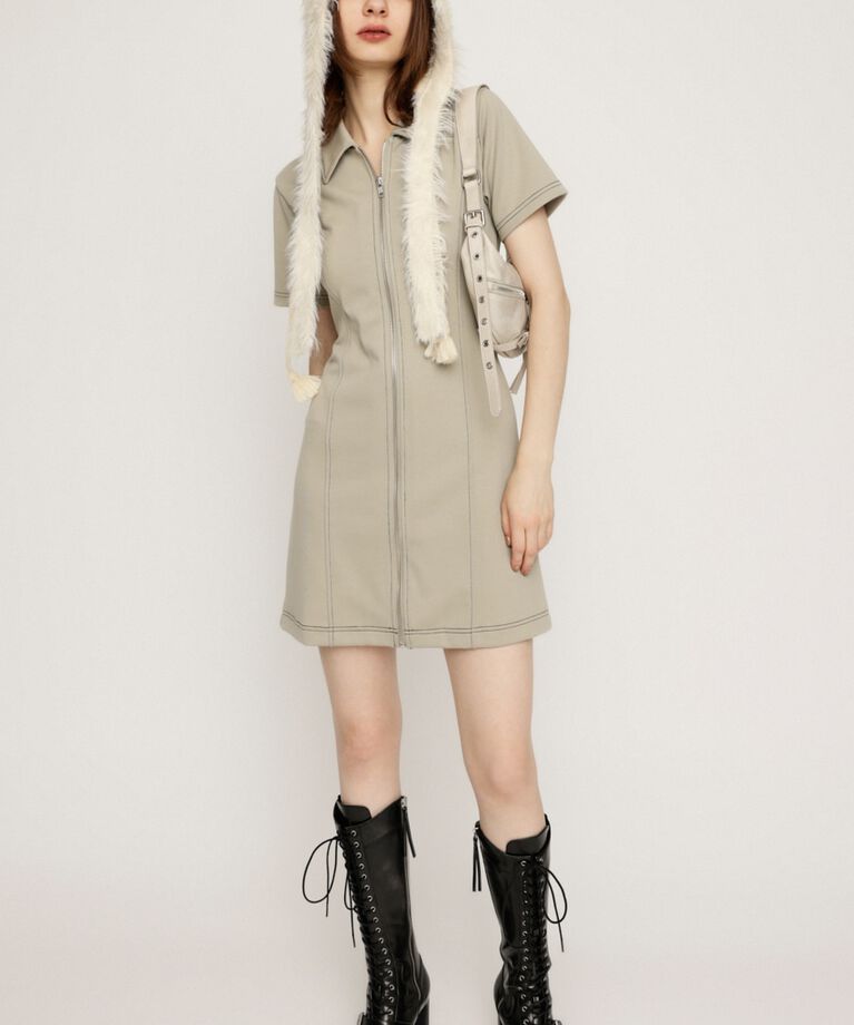 SLY「FRONT ZIP BACK OPEN ショートワンピース」|ワンピース|