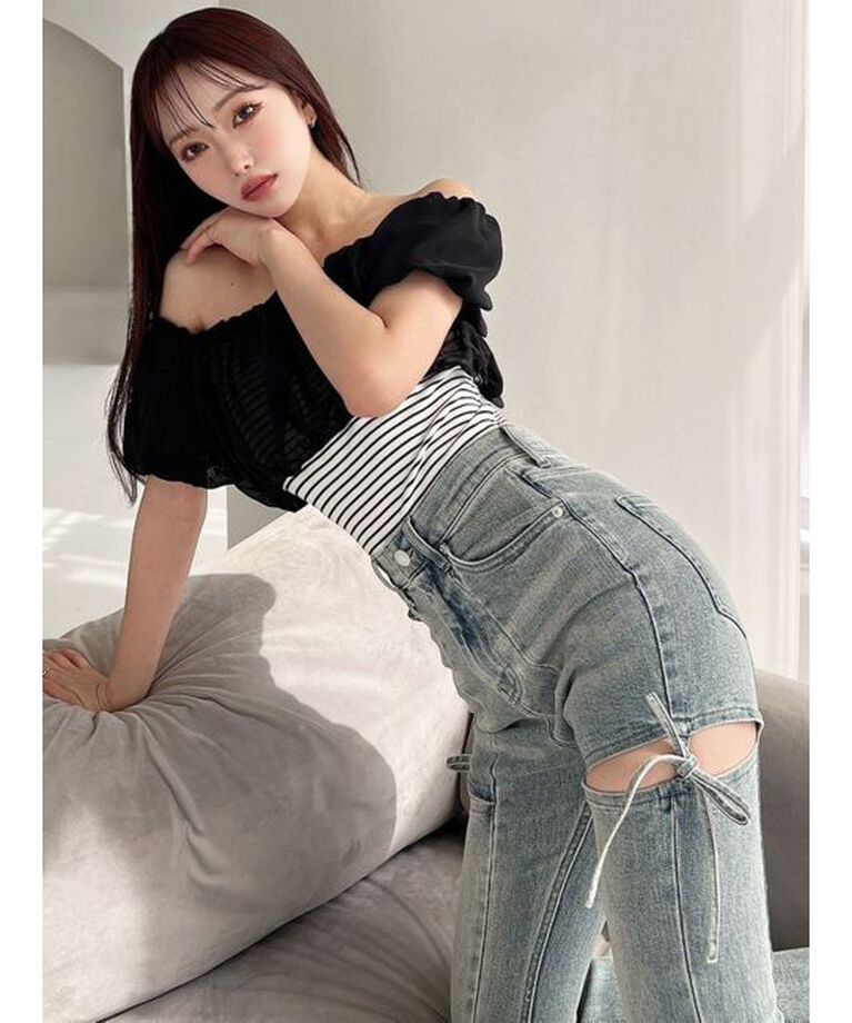 RESEXXY「カットアウトリボンデニムパンツ」|その他|