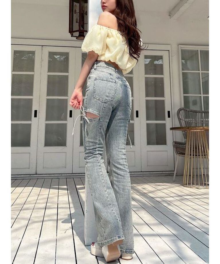 RESEXXY「カットアウトリボンデニムパンツ」|その他|