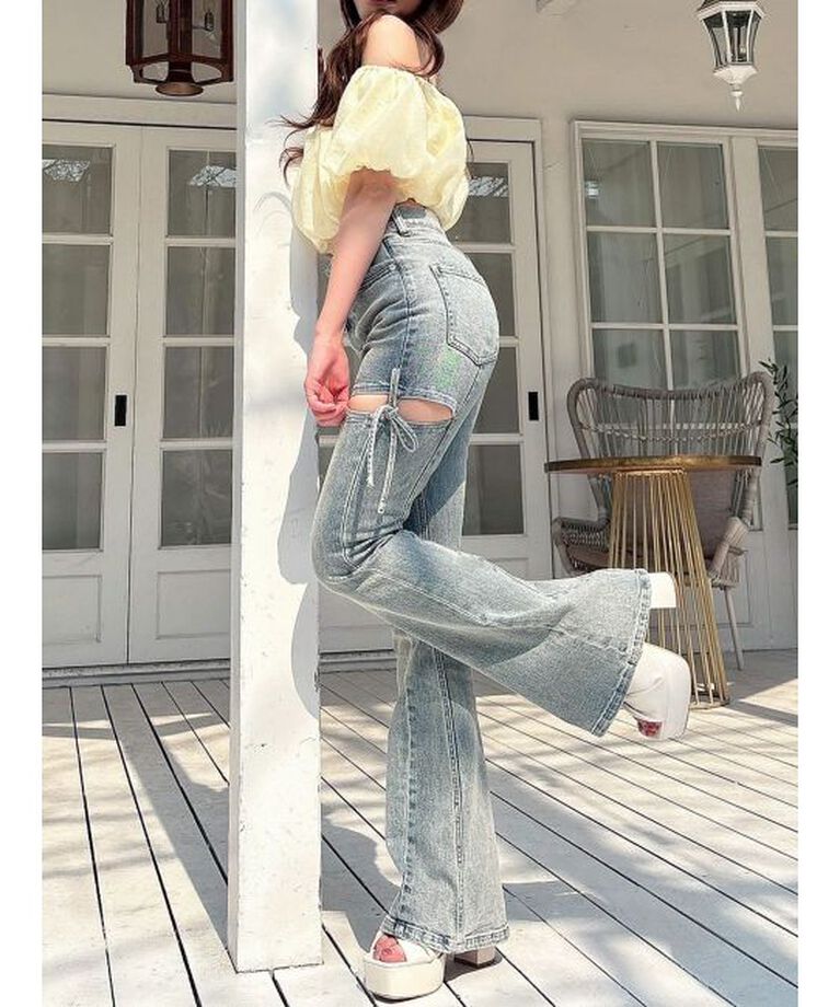 RESEXXY「カットアウトリボンデニムパンツ」|その他|