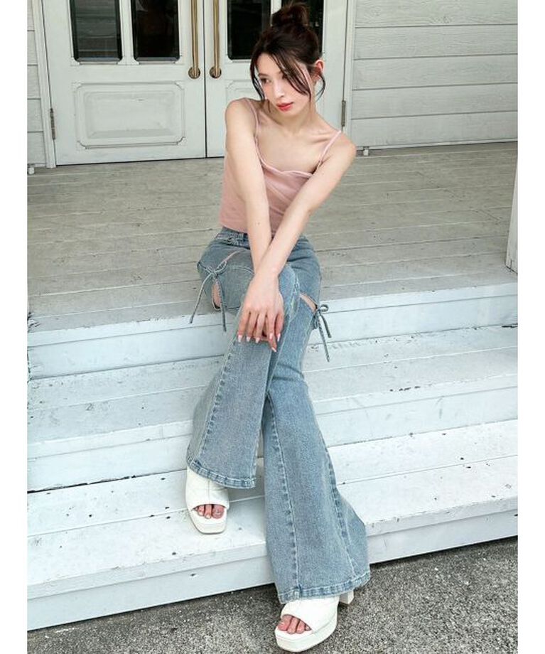 RESEXXY「カットアウトリボンデニムパンツ」|その他|