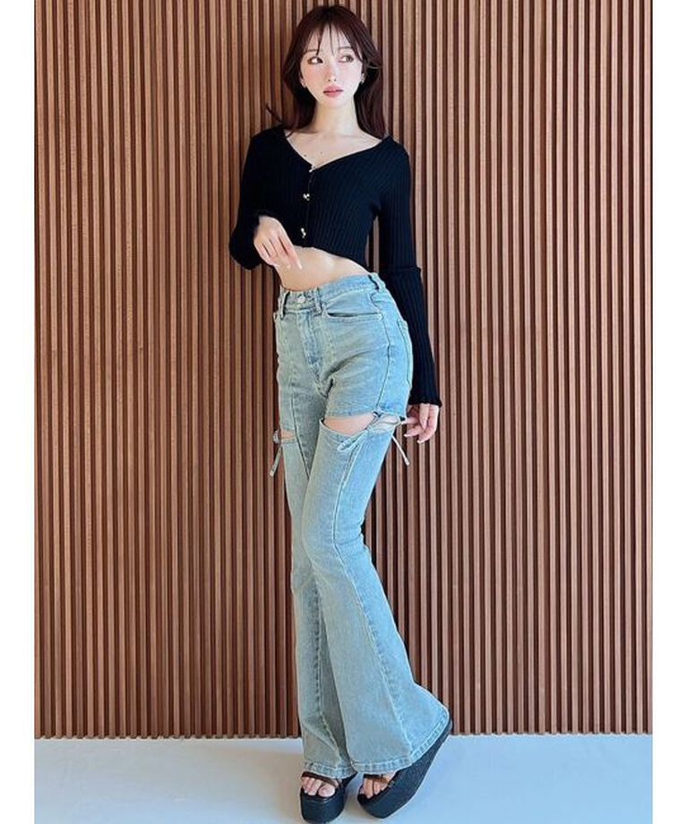 RESEXXY「カットアウトリボンデニムパンツ」|その他|