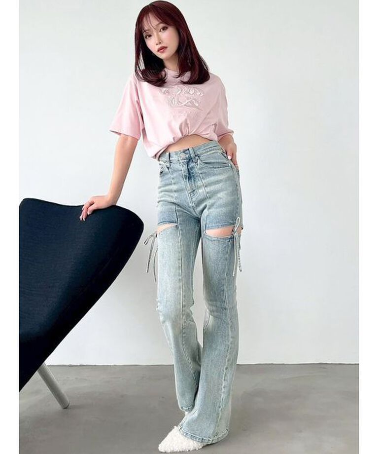 RESEXXY「カットアウトリボンデニムパンツ」|その他|