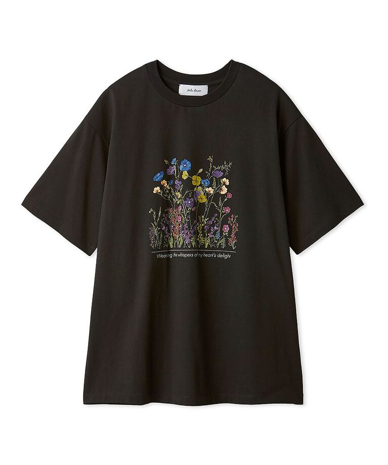 Mila Owen「フラワーモチーフプリント刺繍Tシャツ」|Tシャツ・カットソー|