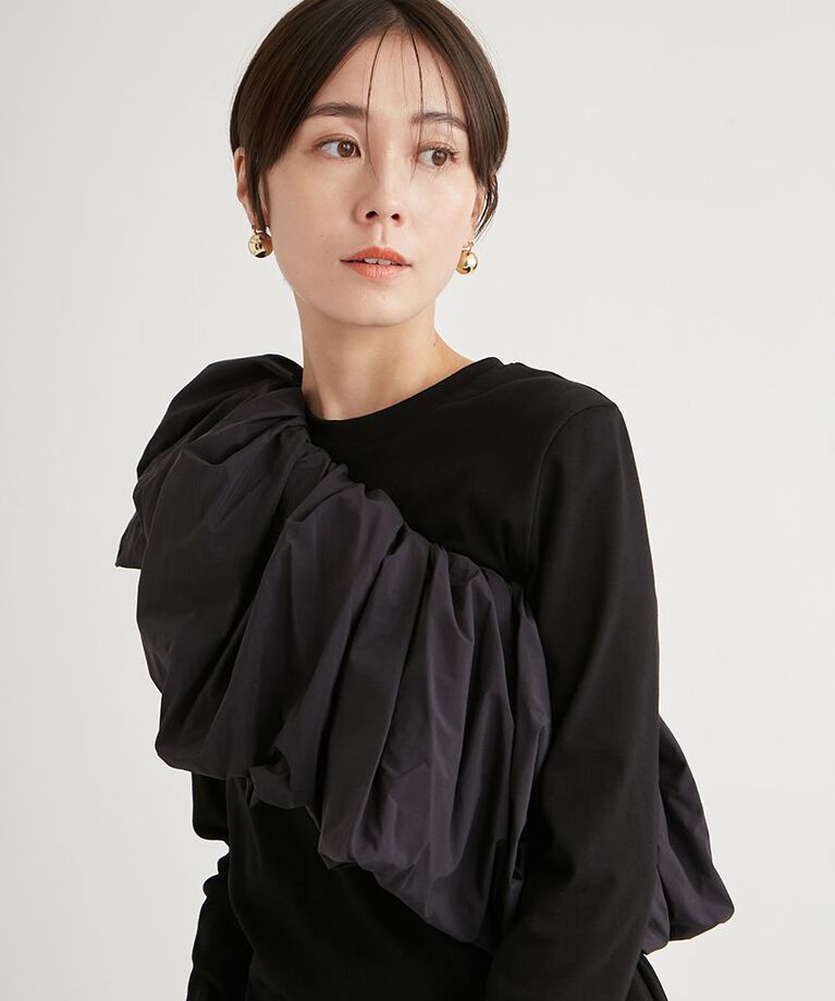 emmi atelier「フリル付きロングスリーブTシャツ」|Tシャツ・カットソー|