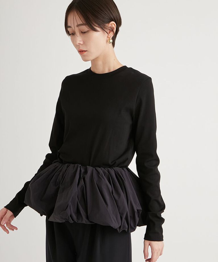 emmi atelier「フリル付きロングスリーブTシャツ」|Tシャツ・カットソー|