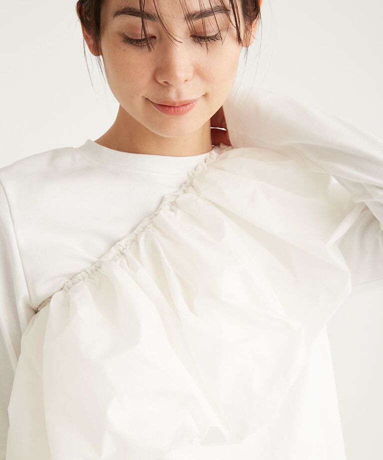 emmi atelier「フリル付きロングスリーブTシャツ」|Tシャツ・カットソー|