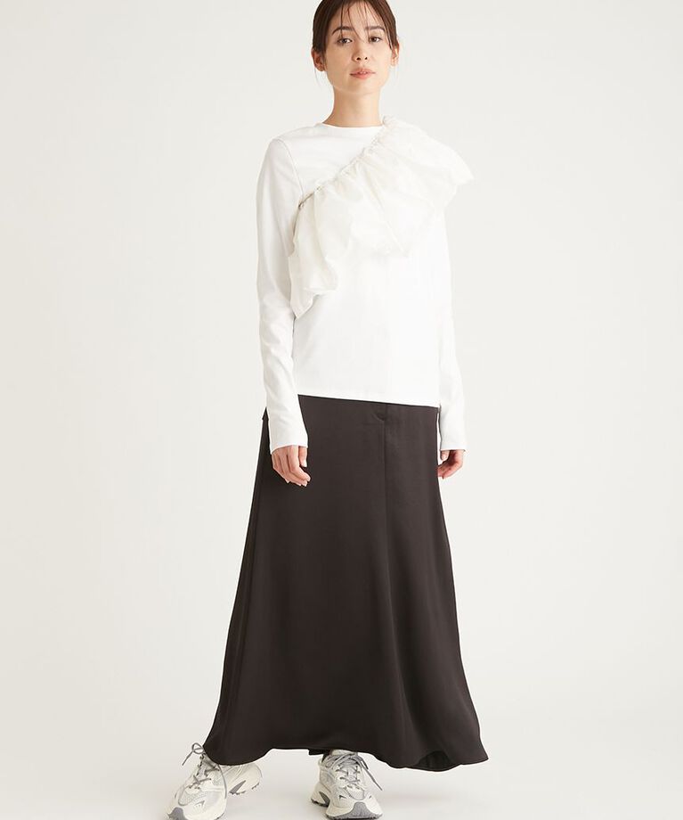 emmi atelier「フリル付きロングスリーブTシャツ」|Tシャツ・カットソー|