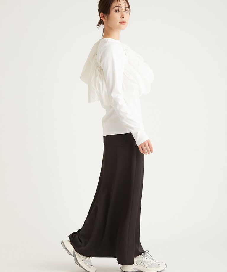 emmi atelier「フリル付きロングスリーブTシャツ」|Tシャツ・カットソー|