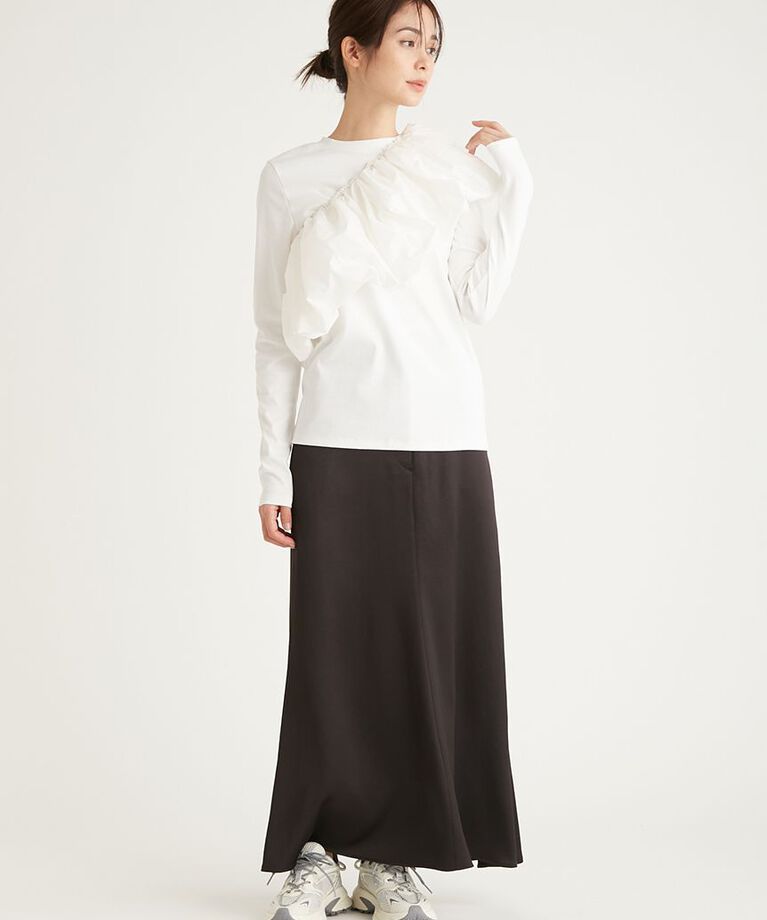 emmi atelier「フリル付きロングスリーブTシャツ」|Tシャツ・カットソー|