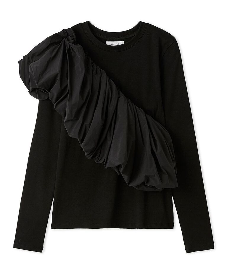 emmi atelier「フリル付きロングスリーブTシャツ」|Tシャツ・カットソー|