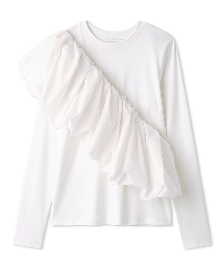 emmi atelier「フリル付きロングスリーブTシャツ」|Tシャツ・カットソー|