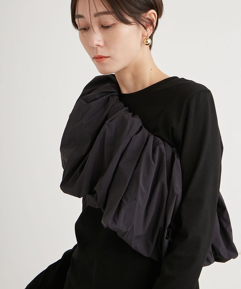 emmi atelier「フリル付きロングスリーブTシャツ」|Tシャツ・カットソー|