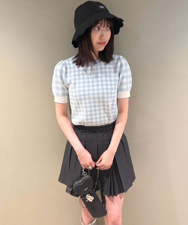 FURFUR「【WEB・一部店舗限定カラー】ギンガムチェックニットトップス」|ニット・セーター|