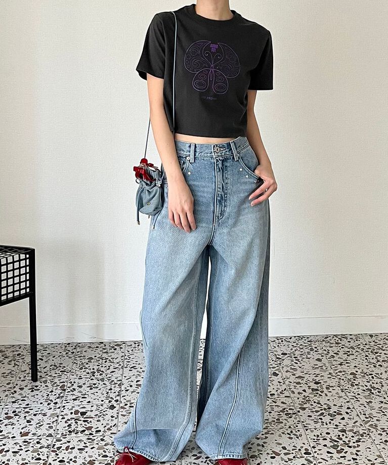 LILY BROWN「【LILY BROWN × ANNA SUI】ワイドデニムパンツ」|デニム|