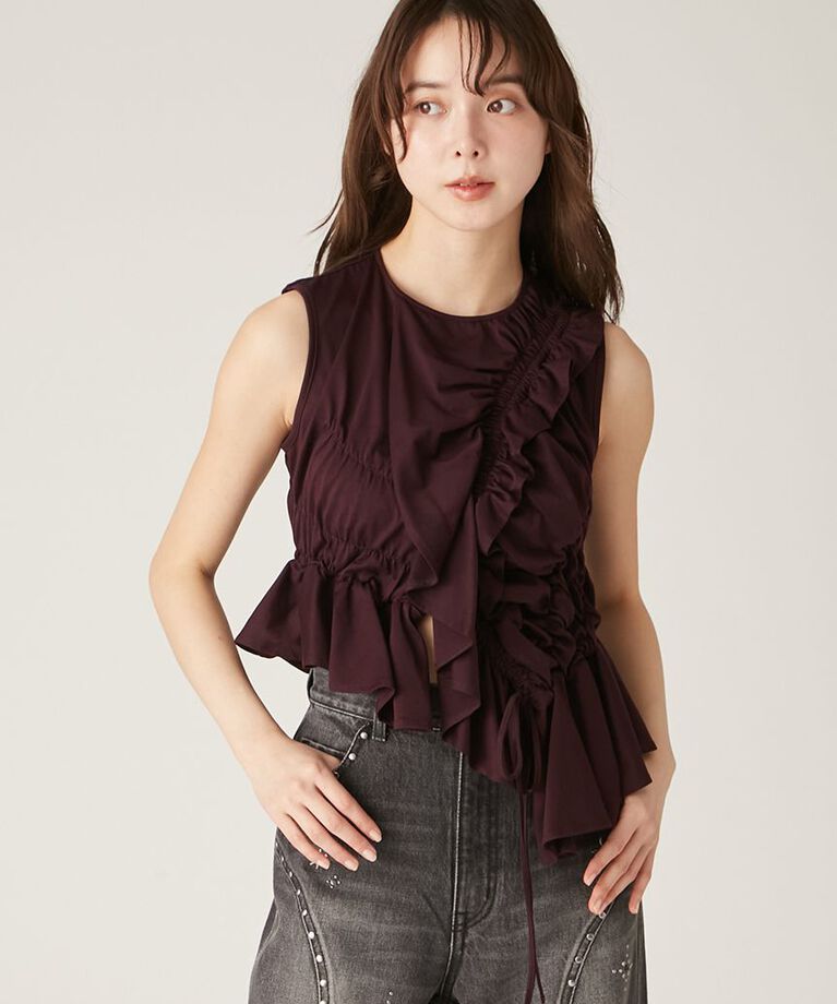 LILY BROWN「アシメフリルカットトップス」|Tシャツ・カットソー|