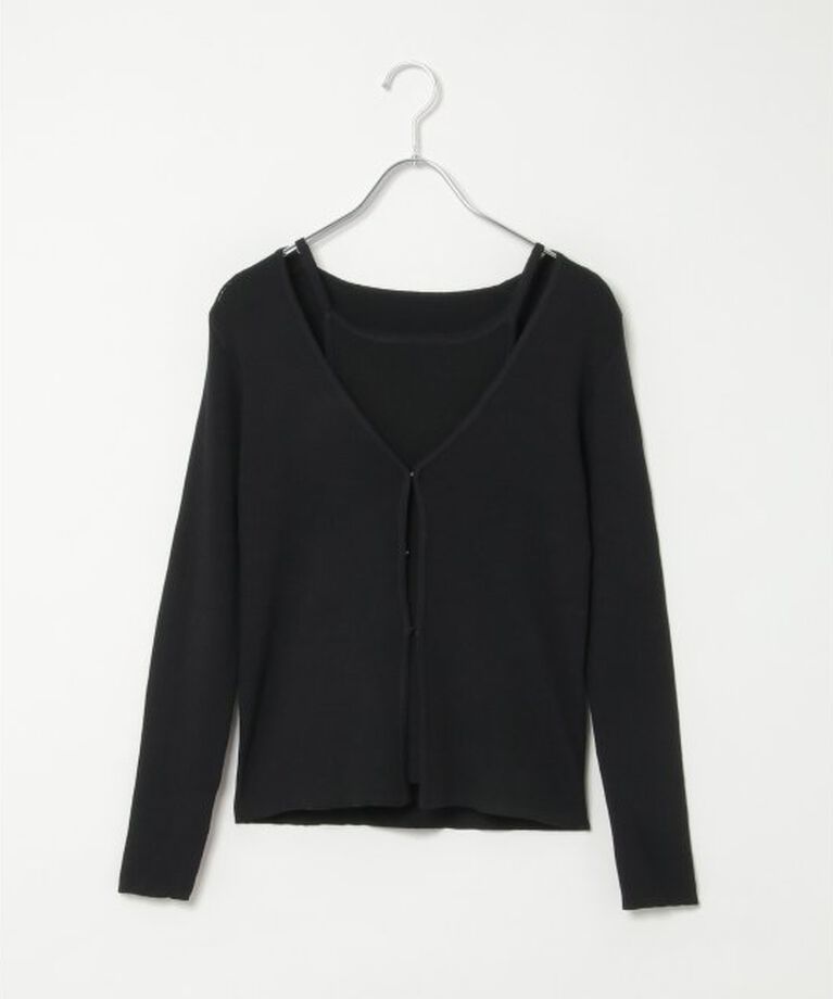 VENCE share style「【2点セット】レーヨンポリネックデザインリブカーディガン」|カーディガン|