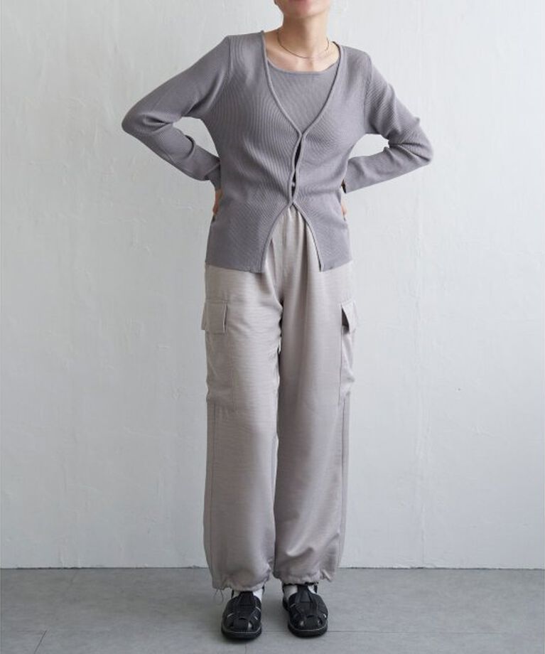 VENCE share style「【2点セット】レーヨンポリネックデザインリブカーディガン」|カーディガン|