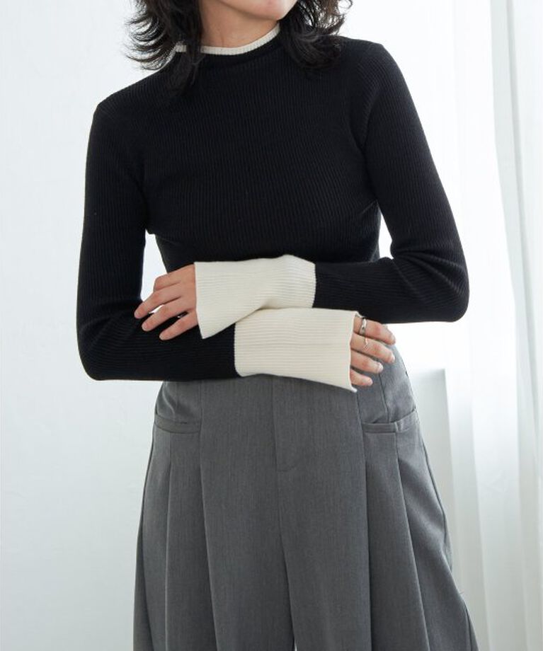VENCE share style「配色スリット袖ハイネックニット」|タンクトップ|