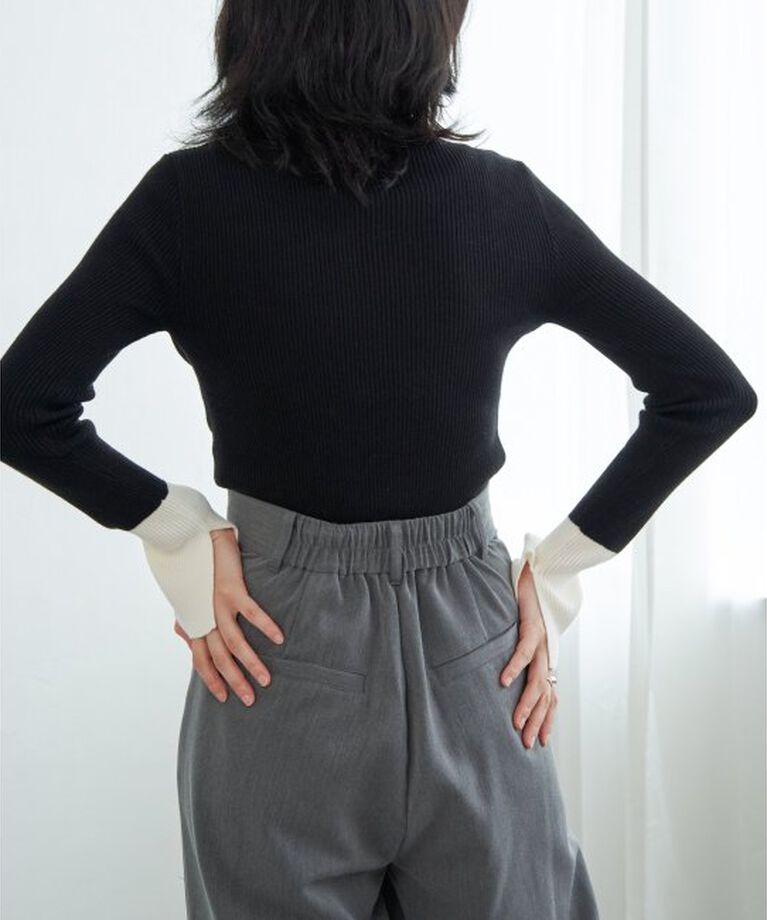 VENCE share style「配色スリット袖ハイネックニット」|タンクトップ|