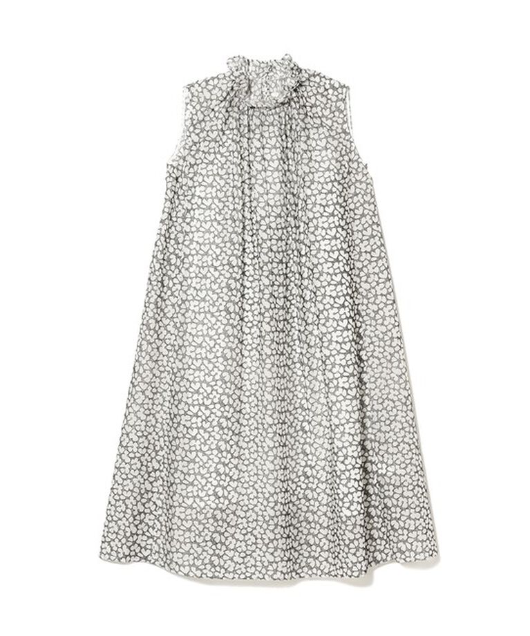 Demi-Luxe BEAMS 「フラワープリント フリルネック ノースリーブワンピース」|ワンピース|