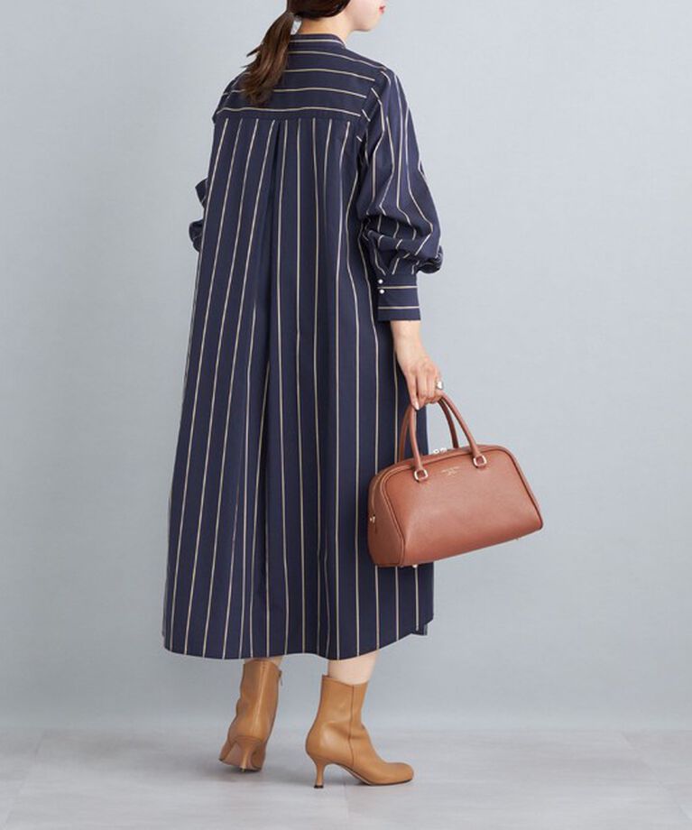 SHIPS for women「〈手洗い可能〉パールモチーフボタンワンピース ストライプ/ソリッド◇」|ワンピース|