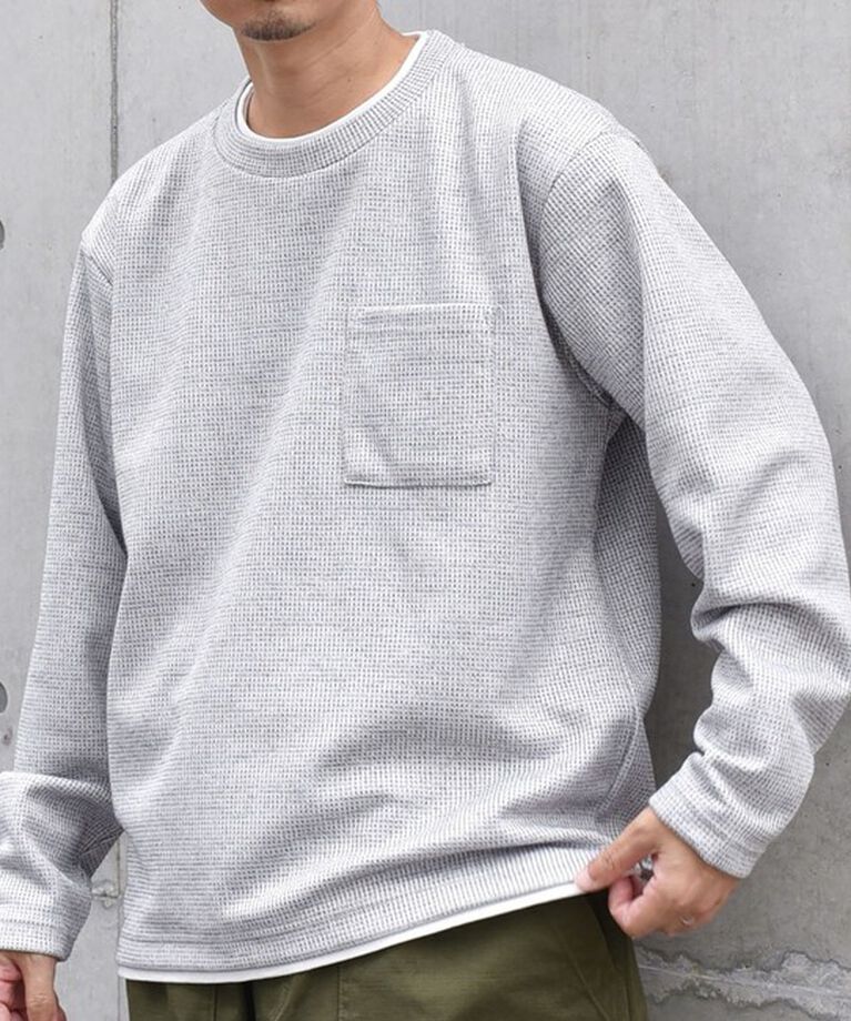 SHIPS any「SHIPS any: パールワッフル フェイクレイヤード Tシャツ (ロンT)◇」|Tシャツ・カットソー|