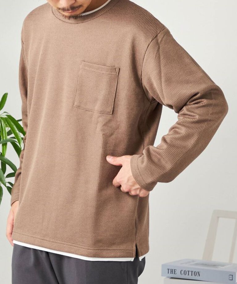 SHIPS any「SHIPS any: パールワッフル フェイクレイヤード Tシャツ (ロンT)◇」|Tシャツ・カットソー|