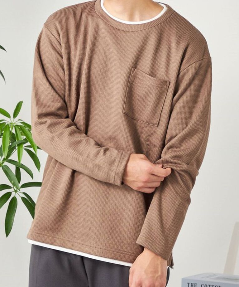 SHIPS any「SHIPS any: パールワッフル フェイクレイヤード Tシャツ (ロンT)◇」|Tシャツ・カットソー|
